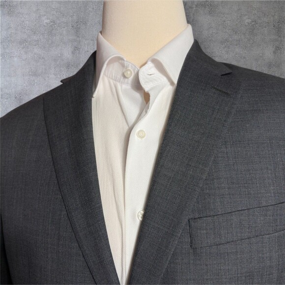 $395 RALPH LAUREN Mens Blazer 44S WOOL Gray Sport Coat Two Button Suit Jacket - Picture 4 of 15